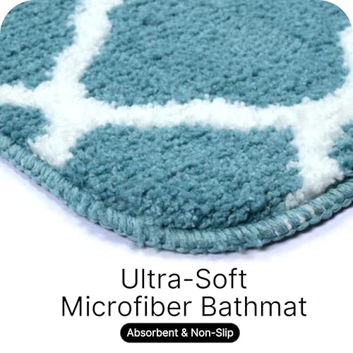 Image of Saral Home Tangier Soft Microfiber Durable & Washable Multipurpose Bedside Runner for Home /Kitchen /Living Area /Lobby /Office Entrance with Anti Skid Backing (Turq, 40x100 Cm)