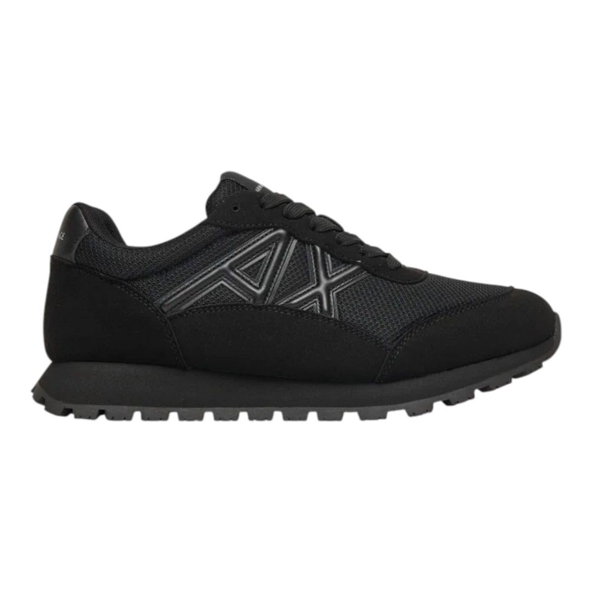 Armani Exchange Men's Side Geometric Logo Motifs Trainers, Black, 12 UK