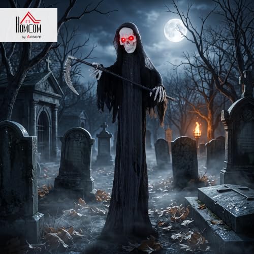 HOMCOM 72"/183cm Life Size Animated Grim Reaper Halloween Animatronic Decor — photo 2