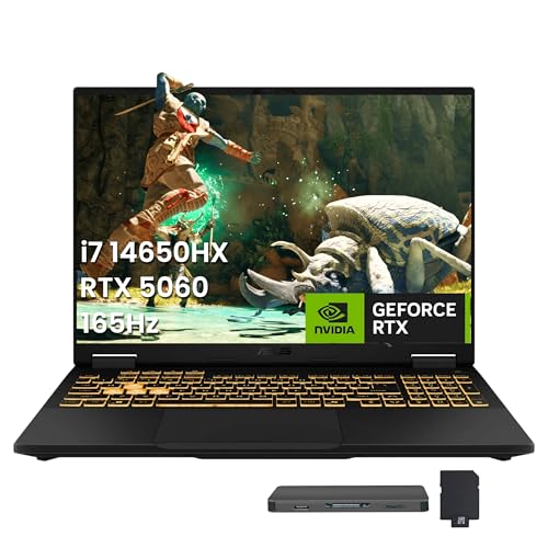 Image of ASUS TUF F16 16 inch FHD+ 165Hz Gaming Laptop, Intel Core i7-14650HX, GeForce RTX 5060 8GB GDDR7, 32GB DDR5, 2TB Storage(1TB SSD+1TB Docking Station Set), RGB Backlit Keyboard, Webcam, Win 11 Pro, Gray