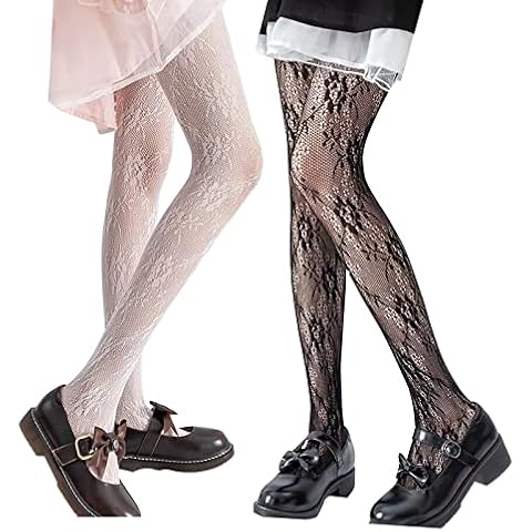 SERAPHY Women's Patterned Black&White Tights Rose Fishnet Tights, Sexy Fashion High Waist Pattern Mesh Hole Pantyhose Fishnet Stockings for Party Nightclub Bar - 2pc Cover