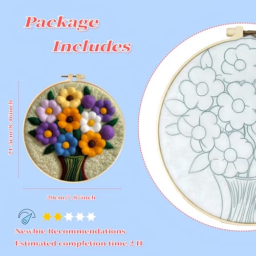 Image of Wonafa DIY Wool Needle Felt Starter Kit, Beginner Needle Felt Kit with Wool Felt Bag, Felts Needles, Photo Frame, Foam Mat, Felts Cloth and Instructions for Home Decor, Art Crafts (Style 8)