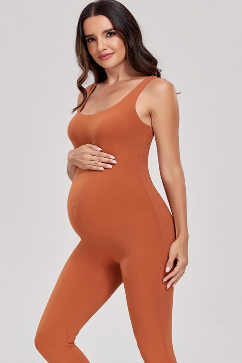 Lataly Women's Maternity Bodysuit Pregnancy Jumpsuit Romper Shapewear Tank Top Leggings - Image 2