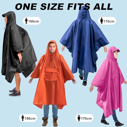 Poncho de pluie imperméable léger coupe-vent avec capuche séchage rapide - 6