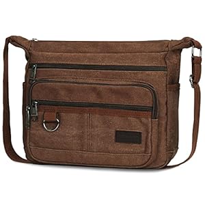OVAKIA Cross Body Bag, Messenger Bag voor Mannen Lichtgewicht Schoudertas Retro Meerdere Zaktas Unisex Multifunctionele Canvas Man Tas voor Werk School Reizen en Dagelijks Gebruik