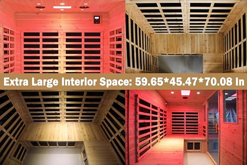 Image of LTCCDSS Full Spectrum Outdoor Sauna 4 Person, Far Infrared Sauna, Low EMF Sauna Room for Home, Low EMF Heaters | Chromotherapys | Bluetooth Speakers | Canadian Hemlock | 73.09 * 48.66 * 83.5 in