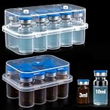 Peptide Case for Fridge, 2 Pack 3ml & 10ml Vial Holder for Refrigerator, 10-Slot Insulin & Semaglutide Bottles Container, Transparent Diabetic Care Storage Supplies (3ML+10ML)