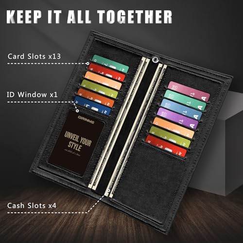 Long Chain Wallet Leather Skull Gothic Punk Bifold Halloween Goth Accessories,Unisex - Midnight Black2