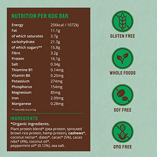 BodyMe Barra Vegana Orgánica de Proteína Raw Cacao Mint miniatura 3