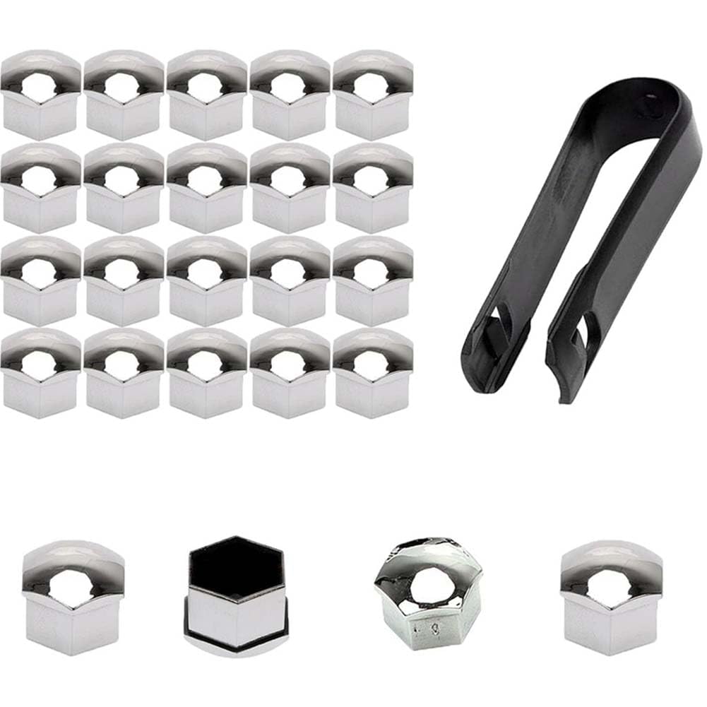 REIJAX Car Wheel Nut Caps, For Peugeot RCZ Rifter Partner 5008 307SW 308 SW GT-Line 508 508L 20Pcs Wheel Nut Covers Anti-theft Hexagonal Tire Nut Covers Decorate Accessories,A/Silver-17MM