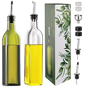 CUNQN Olijfolie Dispenser Glas Olie Schenker Motregen Fles Azijn Container Cruet Flessen Koken Doseerset 500 ML 2 STKS