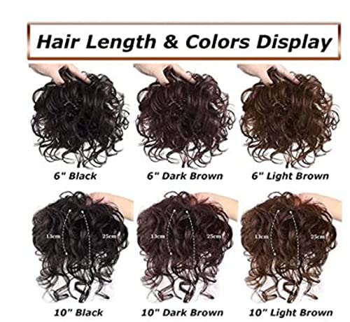 Curto Curly Real Cabelo Humano Topper com Frente Bangs para Mulheres, Toupee Clip em Top Peças de Ca