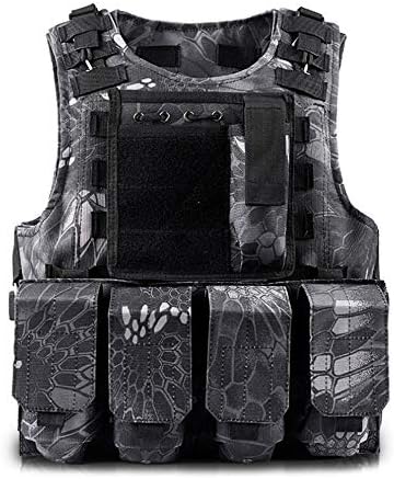 Toyfun Kids Tactical Vest Kit Woodland Camo Combat Assault Waistcoat Army/Military/Police Style, Adjustable and Multi-Colors