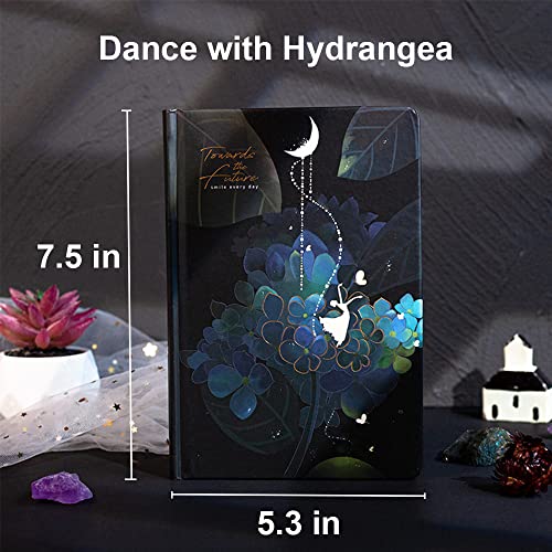 Colorful Journal Notebook, Austark Personal Diary Journal For Girls Women Gift, Hardcover Travel Journal Composition Notebooks Hardcover Executive Notebooks To Write, Beautiful Watercolor, 224 Pages, Unlined, Glow In The Dark (Dance With Hydrangea) #TOP2
