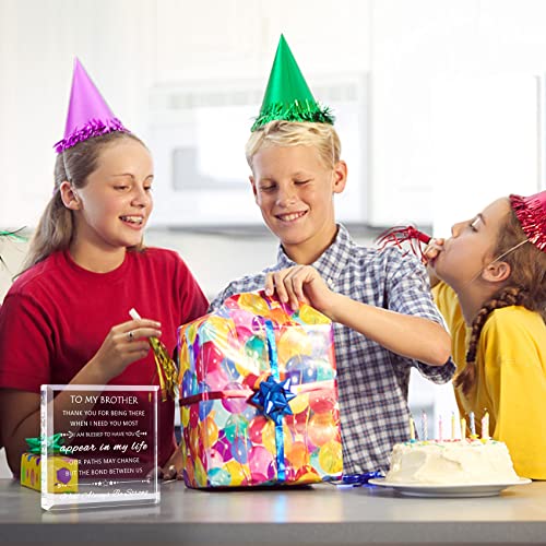 Movdyka Gifts For Brother Crystal Sign - To My Brother Birthday Gifts Ideas From Sister Or Brother Unique - Laser Engraved Best Gifts For Brother Adult On Graduation Wedding Christmas - 3.9X3.9In #TOP5