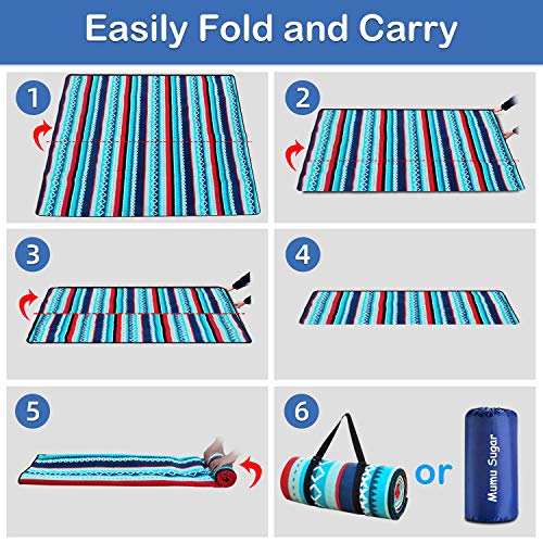 Mumu Sugar Outdoor Picnic Blanket,Extra Large Picnic Blanket 80\"x80\" with 3 Layers Material,Waterproof Foldable Picnic Outdoor Blanket Picnic Mat for Camping Beach Park Family Concerts Fireworks