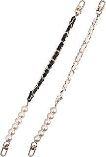 TBoxBo - 2 catene per borsa, estensione della catena, con catena di perle e perline di ricambio, accessori per borsa da donna, fai da te, decorazione per catena di perle