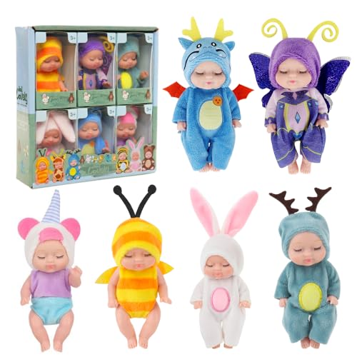 Fiotha Bambole Set, 6 Pezzi Bamboline Piccole, Bambole per Bambina, Vestiti Intercambiabili, Bambole Familiari in Gel di...
