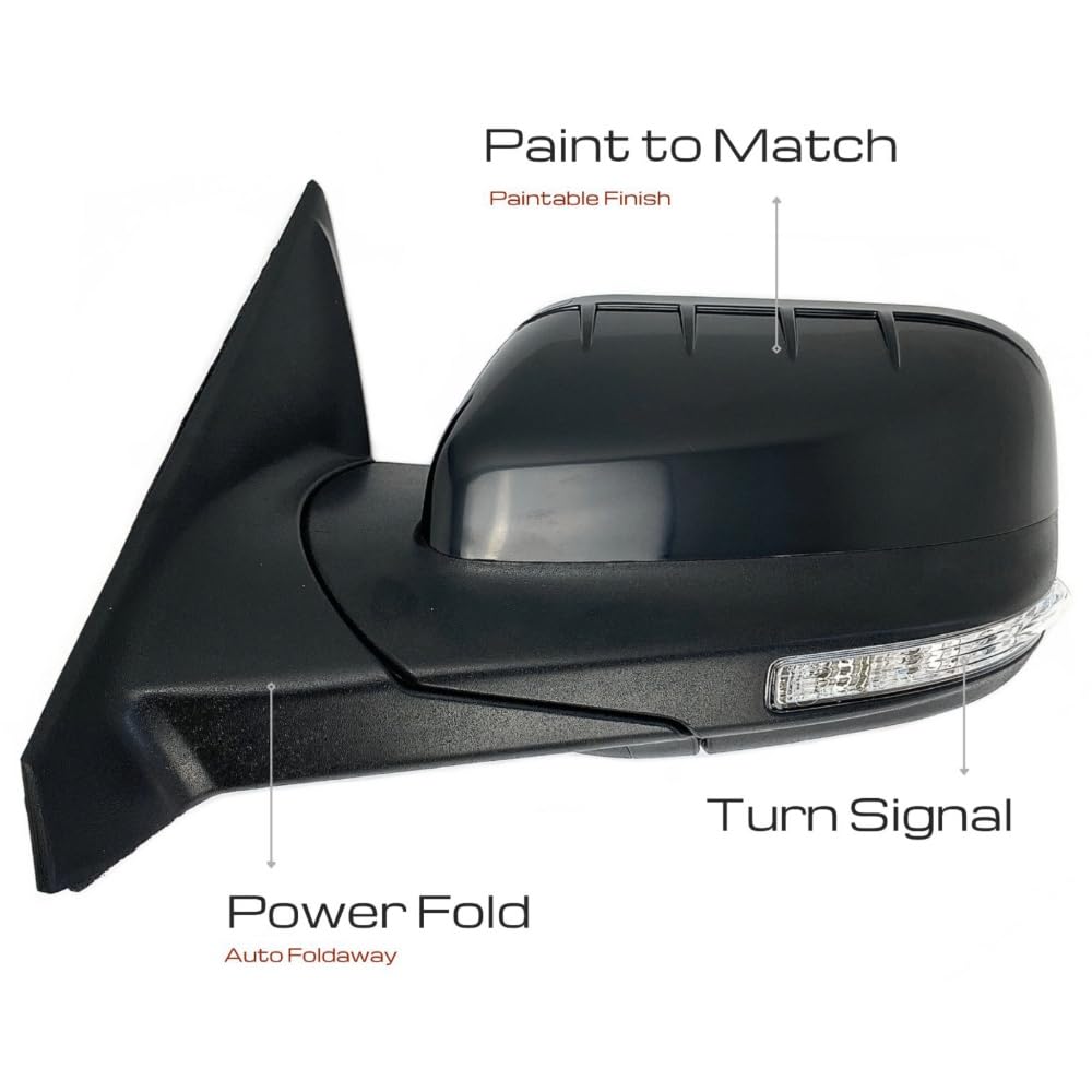 WOESDYCV Driver Side Mirror for Ford for Explorer XLT Base 11-13 & Base/Limited/XLT 11-15 & Sport 13-15 with Blind Spot Power Folding (Black)