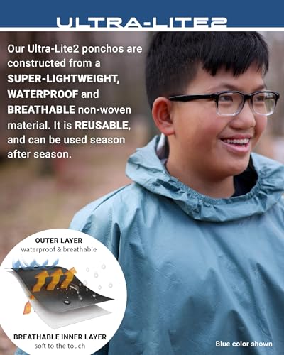 Image of FROGG TOGGS Ultra-lite2 Waterproof, Breathable Rain Poncho, Adult and Youth Sizes