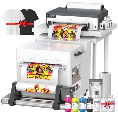 Image of PLK A3 DTF Printer With Powder Shaker Dryer, XP600 DTF Printer, Roll Feeder&Film-Cutter, Double Speed, Upgraded L18058 DTF Manchine with White Ink Stirring System,Apparel Printing, 2 Year Ink Included