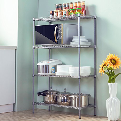 SINGAYE 4 Tier Adjustable Wire Shelving Metal Storage Rack for Laundry Bathroom Kitchen 530Lbs Capacity 13.4