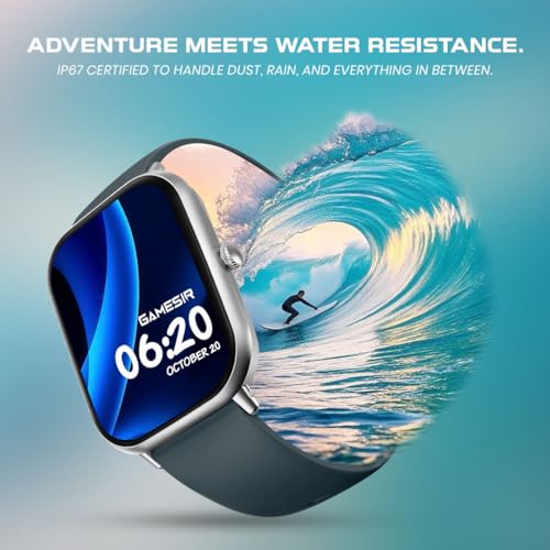 Image of GameSir H9 Smartwatch - Big Display | Bluetooth Calling | Heart Rate & SpO2 Monitor | 100+ Sports Modes | Long Battery | IP68 Waterproof | TFT Display | Design for Men & Women (Ocean Green)