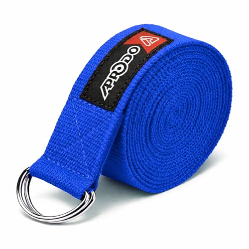 Image of Aprodo Yoga Strap (6 /8 /10 Feet Size Option) 1.5 inch Width 100% Cotton Straps with Adjustable D-Ring Buckle, Best for Yoga, body Flexibility & General Fitness