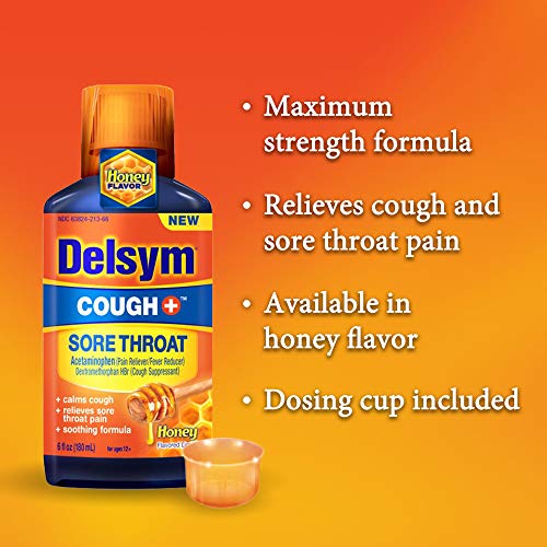 Delsym Adult Liquid - Cough Plus Sore Throat Honey 6 Oz (Pack Of 2) #TOP5