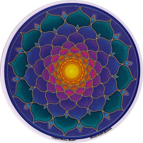 Mandala Arts Central Sun – Spiritual Window Sticker/Decal - Circular 4.5” Translucent
