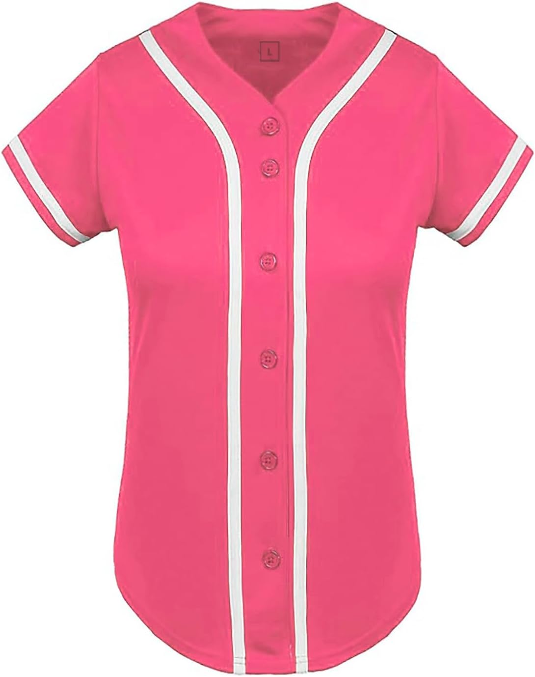 Womens Baseball Jersey Blank Button Down Softball Jersey Hip Hop Hipster Short Sleeve Sports Uniform Small Pink