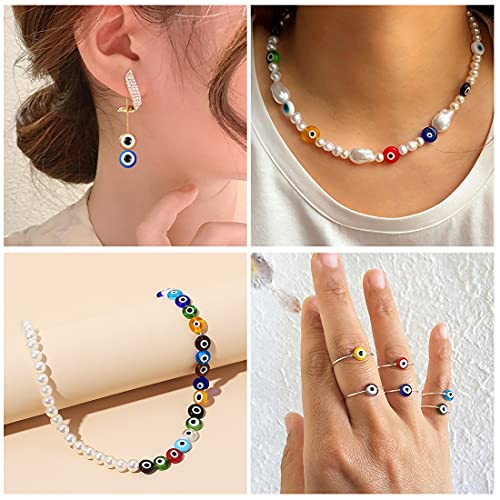 24 Style 800 pcs Evil Eye Beads for Jewelry Making, Evil Eye Charms with 1mm Hole