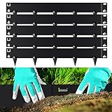 Vigevee Rasenkante Metall, 100x18cm Beeteinfassung mit Dornen, Beetbegrenzung Rasenbleche Mähkante Metall Palisade, Flexible Verformbar Beetumrandung, Schwarz (Länge 5m - Höhe 18cm)