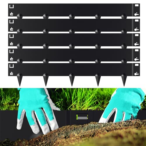 Vigevee Rasenkante Metall, 100x18cm Beeteinfassung mit Dornen, Beetbegrenzung Rasenbleche Mähkante Metall Palisade, Flexible Verformbar Beetumrandung, Schwarz (Länge 5m - Höhe 18cm) Vigevee Rasenkante Metall, 100x18cm Beeteinfassung mit Dornen, Beetbegrenzung Rasenbleche Mähkante Metall Palisade, Flexible Verformbar Beetumrandung, Schwarz (Länge 5m - Höhe 18cm)