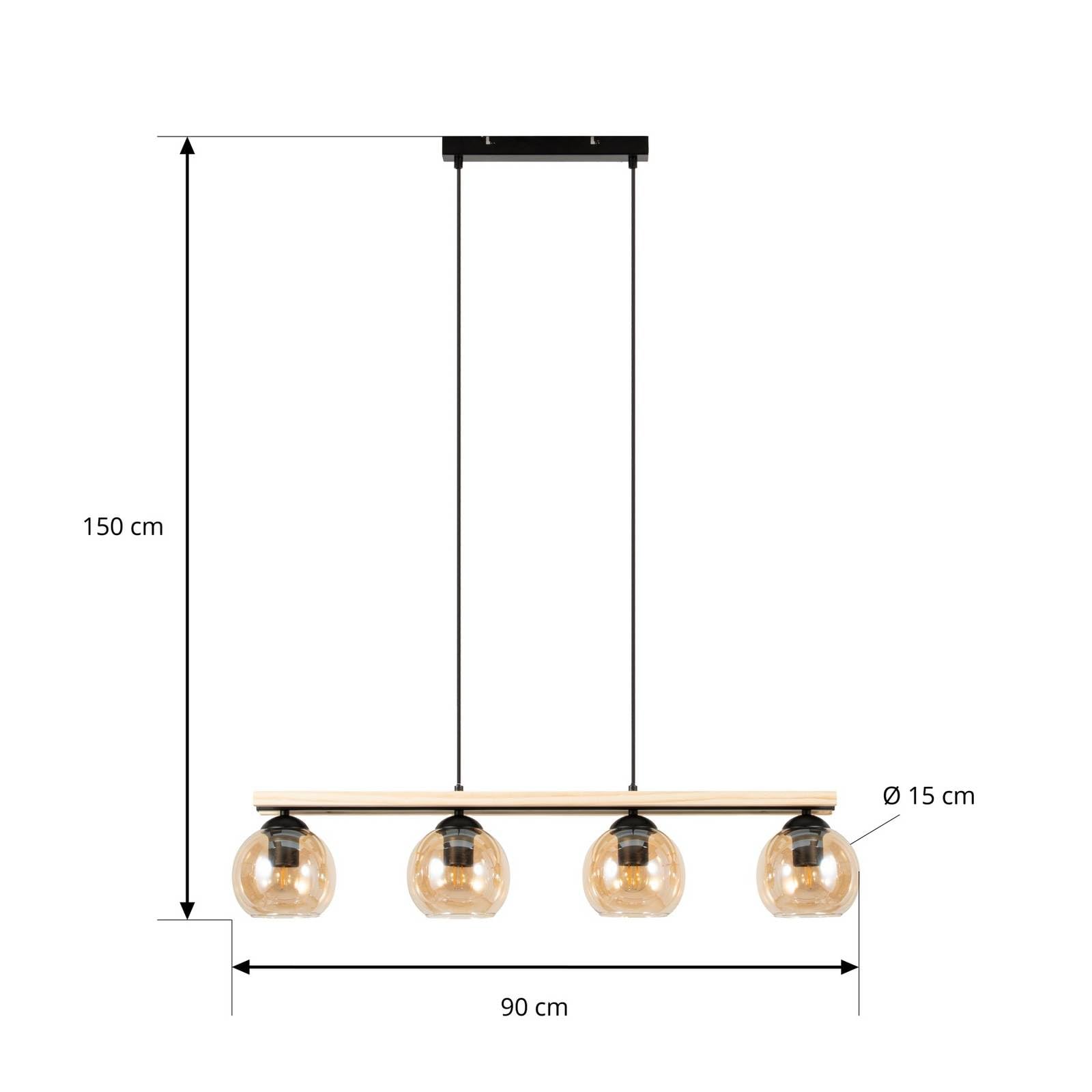 Lindby Lámpara colgante Enrique (Moderno) en Marrón hecho de Vidrio e.o. para Salón & Comedor (4 llamas, E27) lámpara vidrio mesa comedor