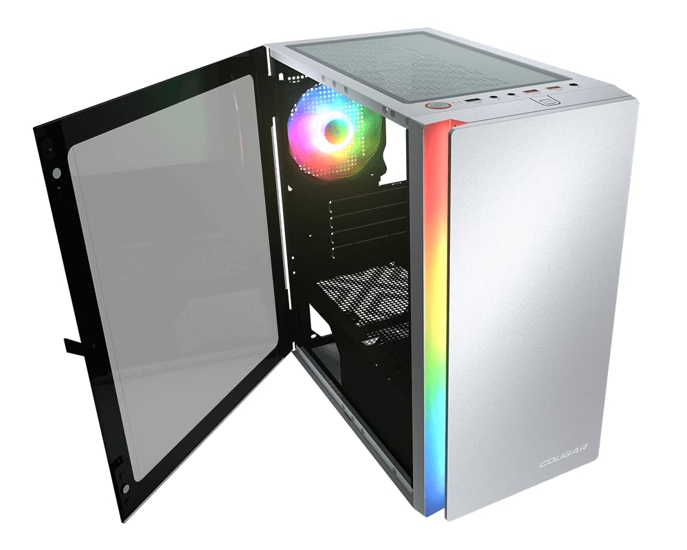 Cougar Gaming | BOITIER PC Gaming | PURITYRGBWHITE - Panneau latéral en Verre trempé - RGB Personnalisable - Compatible avec Cartes mères ATX, Micro ATX et Mini ITX - Compartiment PSU