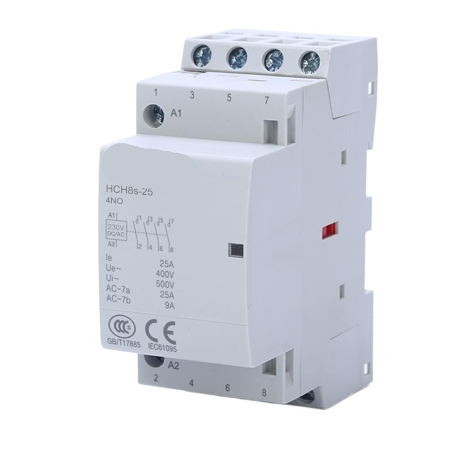 HCH8s-25 Contactor DC24V DC230V bobina AC230V 25A 4NO Contactor Modular automático Tipo de carril Din 1 Uds(25A 4NO DC24V)