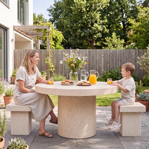 Image of COSIEST Square Patio Side Table Outdoor, All Weather Concrete Accent Table