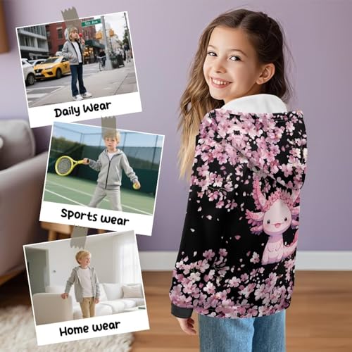 Toddler Girls Fleece Lined Jacked Sweatshirt Fall Winter Autumn Warm Clothes with Hoodie for 5-14 Years4