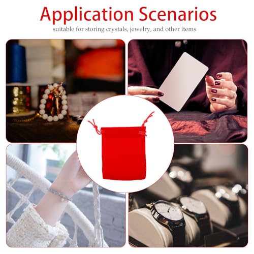 Bolsas para joyería Tofficu: saquitos de franela rojos para organizar pequeños objetos 4