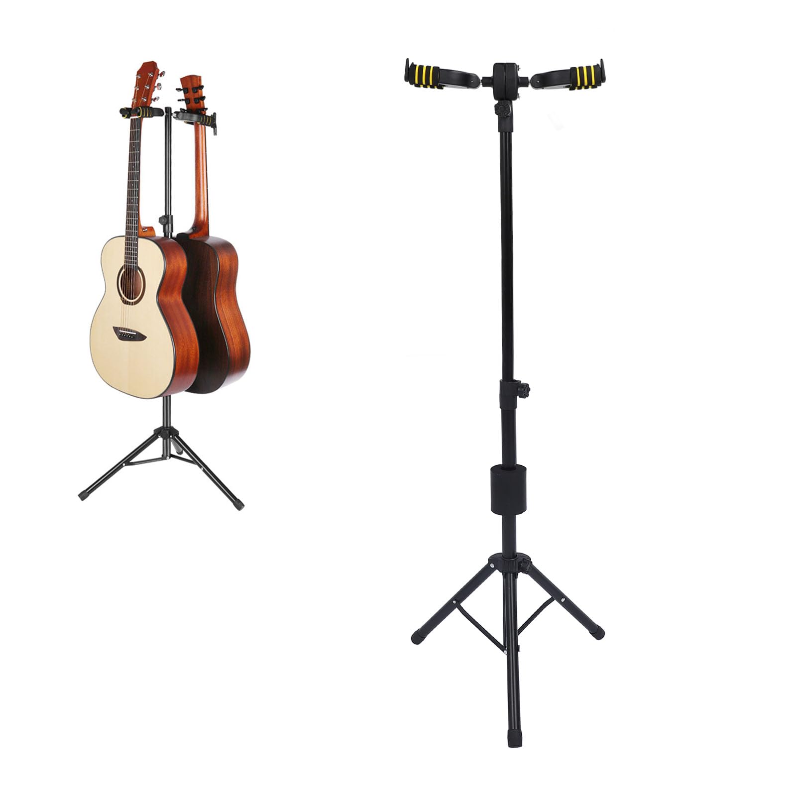 Gitarrenständer, Dual-Gitarrenständer, Auto-Lock-Gitarrenständer, Rutschfester Doppel-Gitarrenhalter für Akustische E-Gitarre, Bass-Ukulele