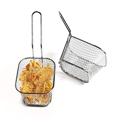 Mini French Fries Basket Stainless Steel Square Fried Food Filter Suitable For Kitchen Restaurant Party Barbecue 2 Pieces