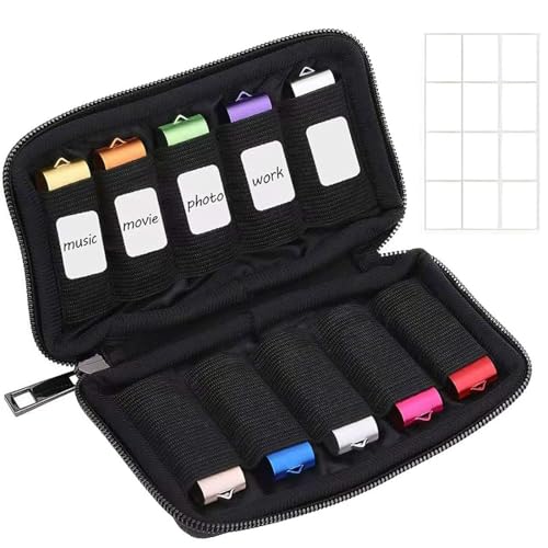 UIEXAY 1 Pieza Bolsa De Almacenamiento para Unidad Flash USB, Estuche Organizador De Memoria USB Portátil, Organizador Accesorios De USB,Bolsa Pequeño Disco Ranuras con Pegatinas para Memoria USB