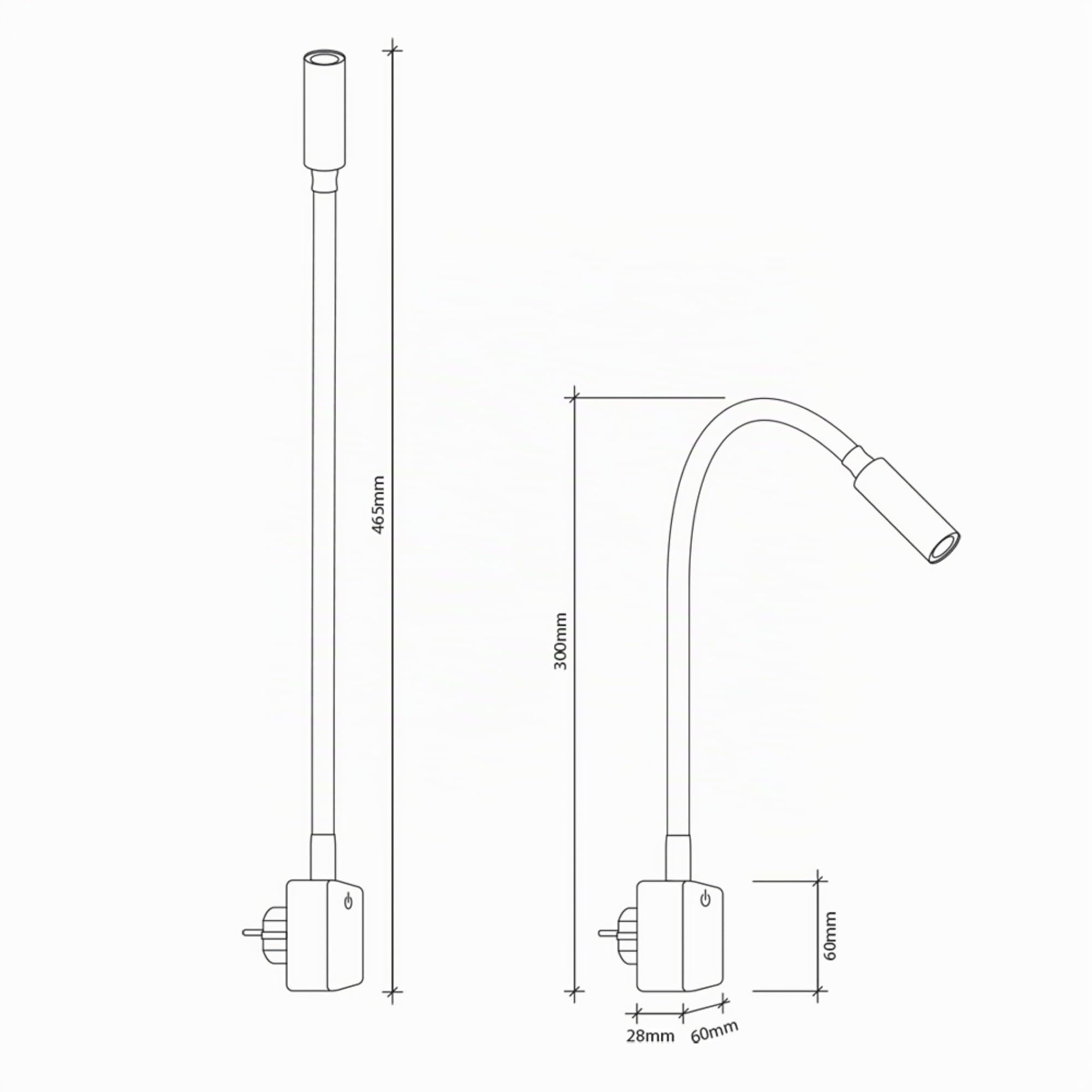 SEBSON Lampara Enchufe Pared LED Blanco, Luz Lectura Regulable | Luz Nocturna Flexible, 4W blanca neutra 4000K, Aplique Pared - Lampara de Noche