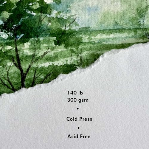 Image of tumuarta Watercolor Paper Mix Media Pad,140 LB, 300 GSM, 8.25x5.5 | Cotton Paper, Cold Press, 24 Sheets, 48 Pages, Watercolor Jounal Sketchbooks For Use As Travel Notebook and Mixed Media Pad