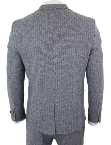 3 Pieces Men's Suit Slim Fit Single Breasted Tweed Herringbone Tuxedo Jacket Vest Pants Set Wedding Party3