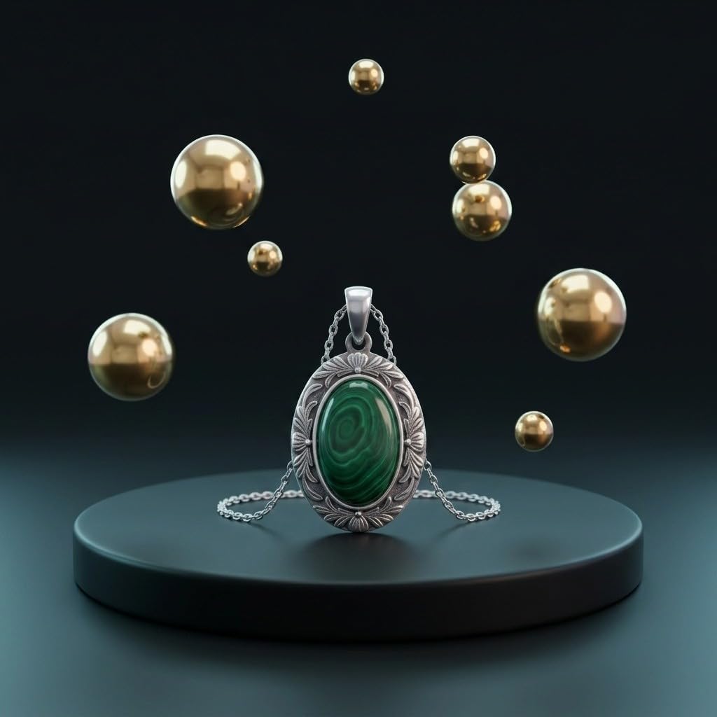 925 Sterling Silver Vintage Oval Gemstone Necklace Jewelry Gift for Women