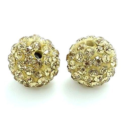 RUBYCA Pave Czech Crystal Disco Ball Clay Beads fit Shamballa Jewelry (50pcs, 12mm, Light Yellow) - Image 4