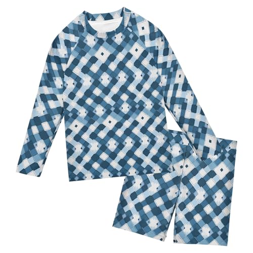 Buffalo Check Plaid Toddler and Baby Boys' 2-Piece Swimsuit Trunk, Long Sleeve Rashguard Bathing Suit B0403961