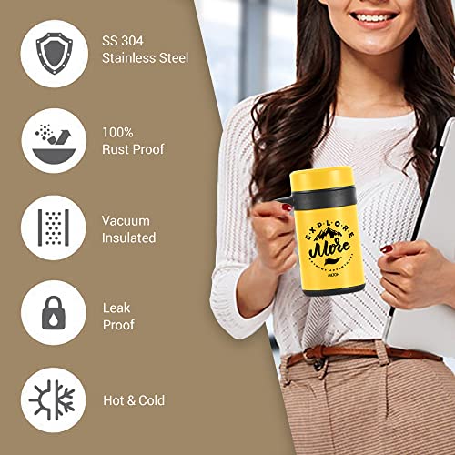 Image of MILTON Cosmic 500 Thermosteel Mug, 440 ml, Yellow | Stainless Steel Strainer | Hot & Cold | Vacuum Insulated | Rust Proof | Leak Proof | Tea | Coffee | Mug